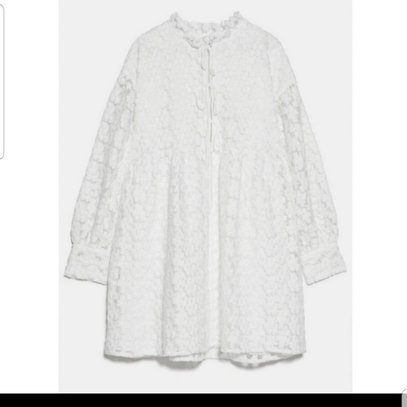 Zara Textured Weave Mini White Dress NWT - Picture 2 of 8